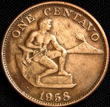Philippines 1958 1-Centavo Bronze Coin