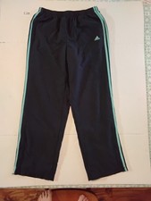 Adidas Blue Track Pants Zip Cuff Elastic Waist Drawstring Pockets Women's Large