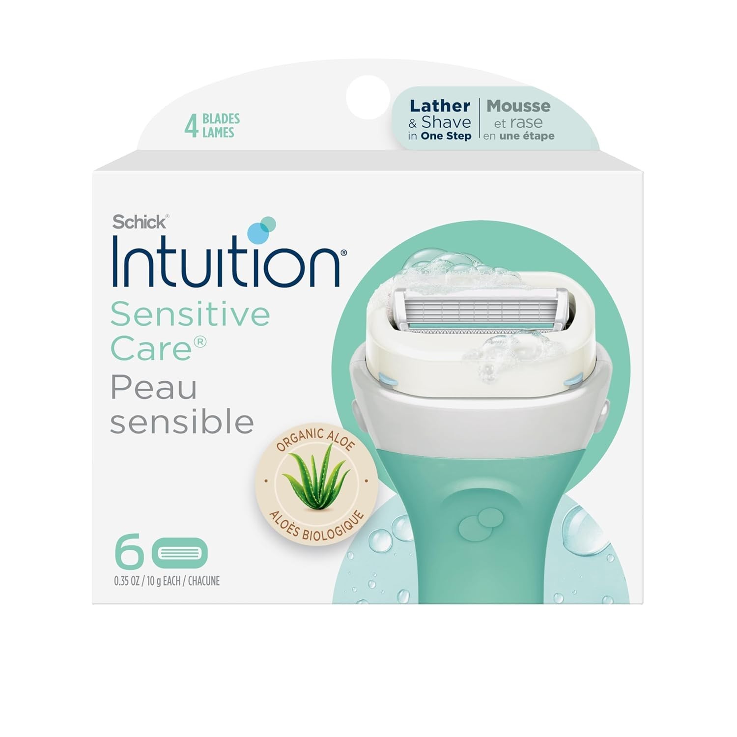 Schick Intuition Sensitive Care With Organic Aloe Razor Blades, 6 Cartridges