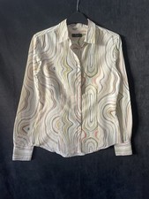 Paul Smith Signature Swirl Stripe Blouse Women Cream Silk Cotton 40 Uk 8 10