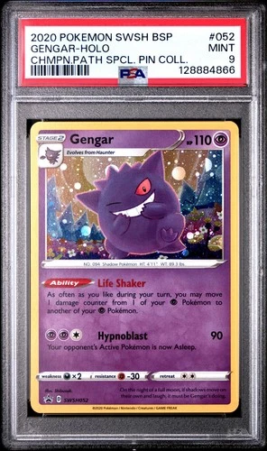 POKEMON CHAMPION'S PATH SPECIAL PIN COLL. GENGAR #SWSH052 PSA 9 MINT #128884866