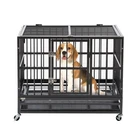 Large Heavy Duty Pet Dog Cage Strong Metal Crate Kennel Playpen w/Wheels & Tray