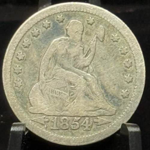 1854 US Seated Liberty Quarter 25C Silver Coin