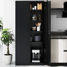 Metal Storage Cabinet with 2 Lockable Doors-Black