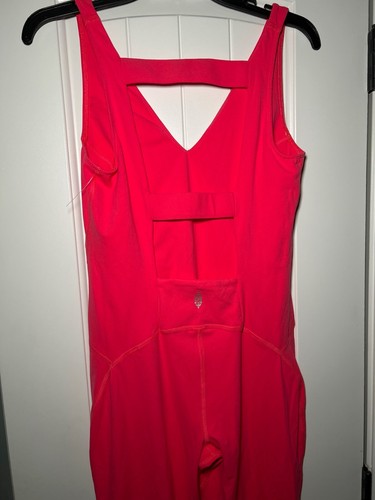 Free People Movement Never Better Strappy Jumpsuit Coral Sz Large NWOT - Picture 7 of 9