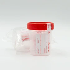4oz Sterile Disposable Specimen Cup, Secure Lid, Urine, Stool, Semen Collection