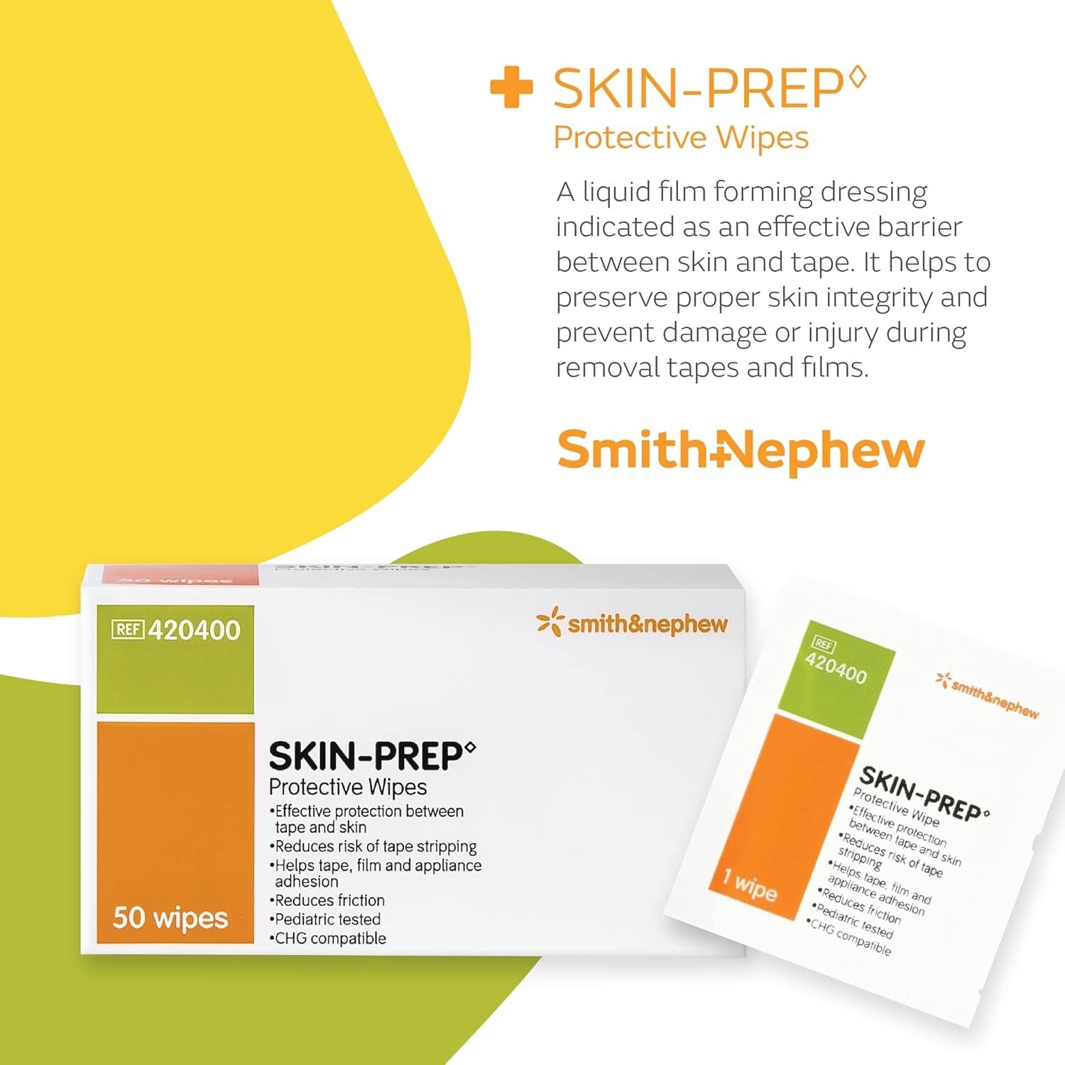 Smith &amp; Nephew - 420400 Skin-Prep Protection Dressing Wipes - 50 Count Box