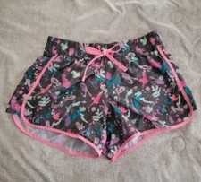 Justice Girls Active Lined Splatter Shorts Grey  Pink Paint Size 14 Preowned