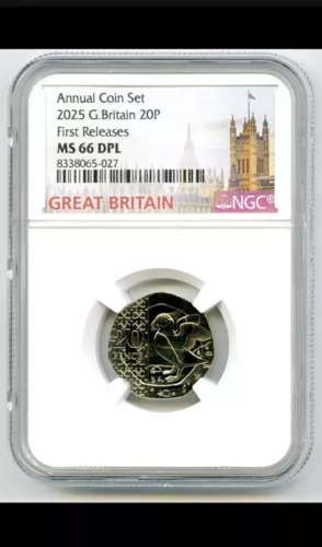 2025 GREAT BRITAIN 20P UNC NGC MS66 DPL PUFFIN 20 PENCE FIRST RELEASES !!