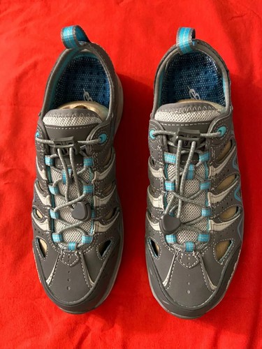 Women's Eddie Bauer Stine Amphib Shoes Chrome/Turquoise Size 6 US