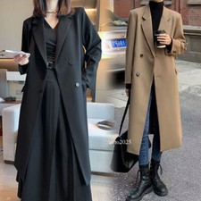Women Long Blazer Evening Party Trench Coat Outwear Suit Jacket Windbreaker Lady