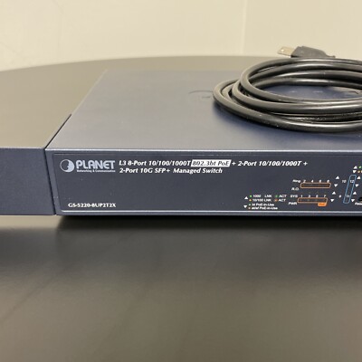 Planet Networking GS-5220-8UP2T2X L3 8-Port POE Switch | eBay