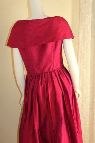 Laura Ashley Rasberry Rich Pink Silk Art Fabulous Elegant Gown Dress UK 14 US 10 - Picture 7 of 11