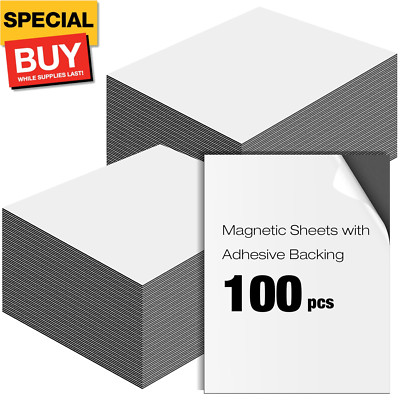 100 Pcs Magnetic Adhesive Sheets Black Magnetic Sheets with Adhesive Backing Fle