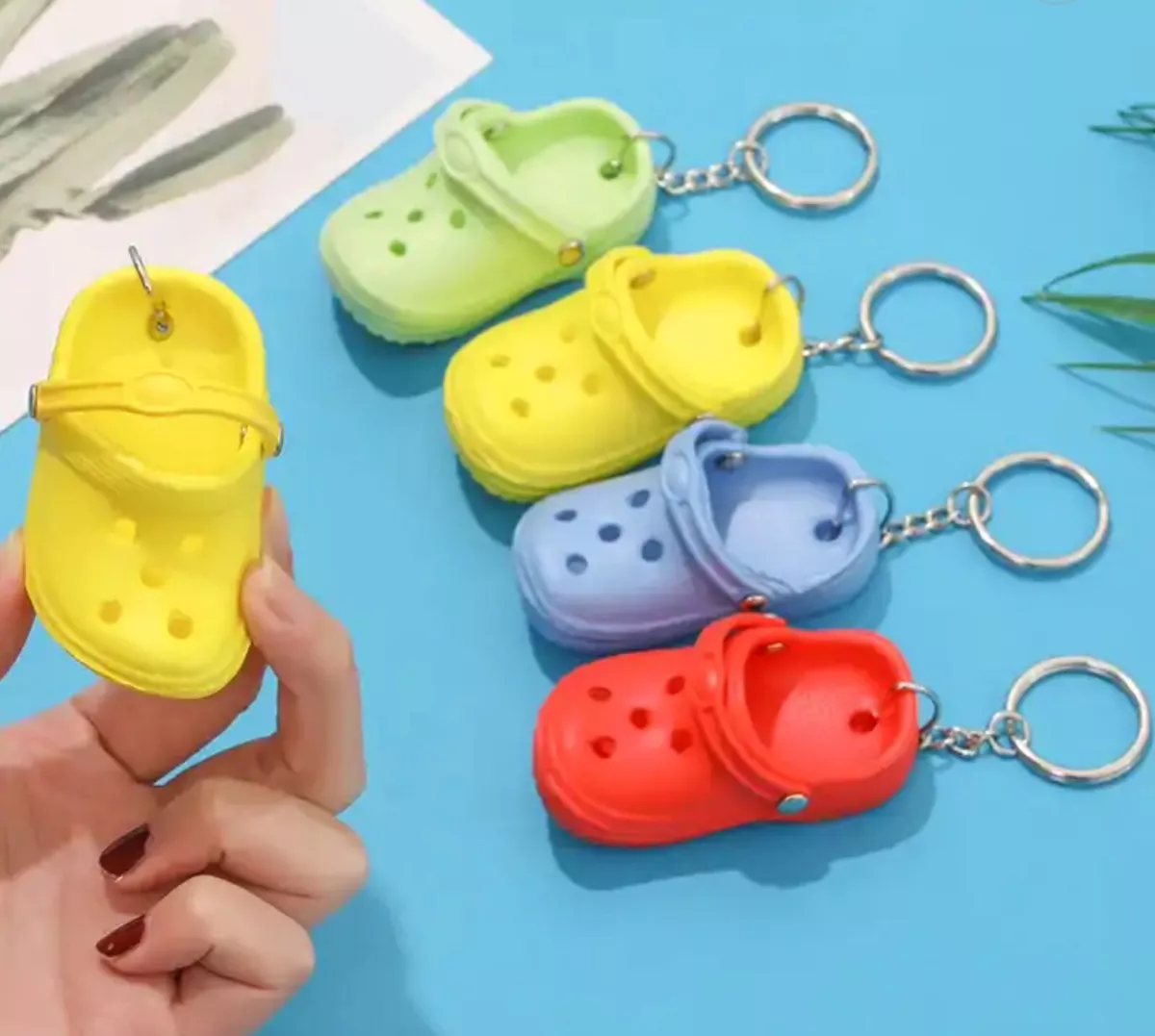 Floating Foam mini Croc Blue Pink Black EVA Shoe Keychain Sandal Keyring Gift