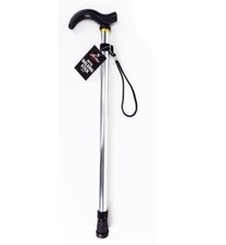 1 Walking Stick Metal Cane 6 Adjustable Heights 29" To 36" Silver 7 oz No Box 