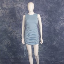 Shein Women's Blue Ruched Sleeveless Bodycon Dress Size M US 6