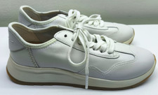 Image of Clarks white grey leather lace up trainers size 5 NEW