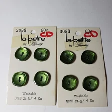 Vintage Button La Petite by Lansing Green 2 Hole Flat Back 5/8 Inch 2 cards 4 ea