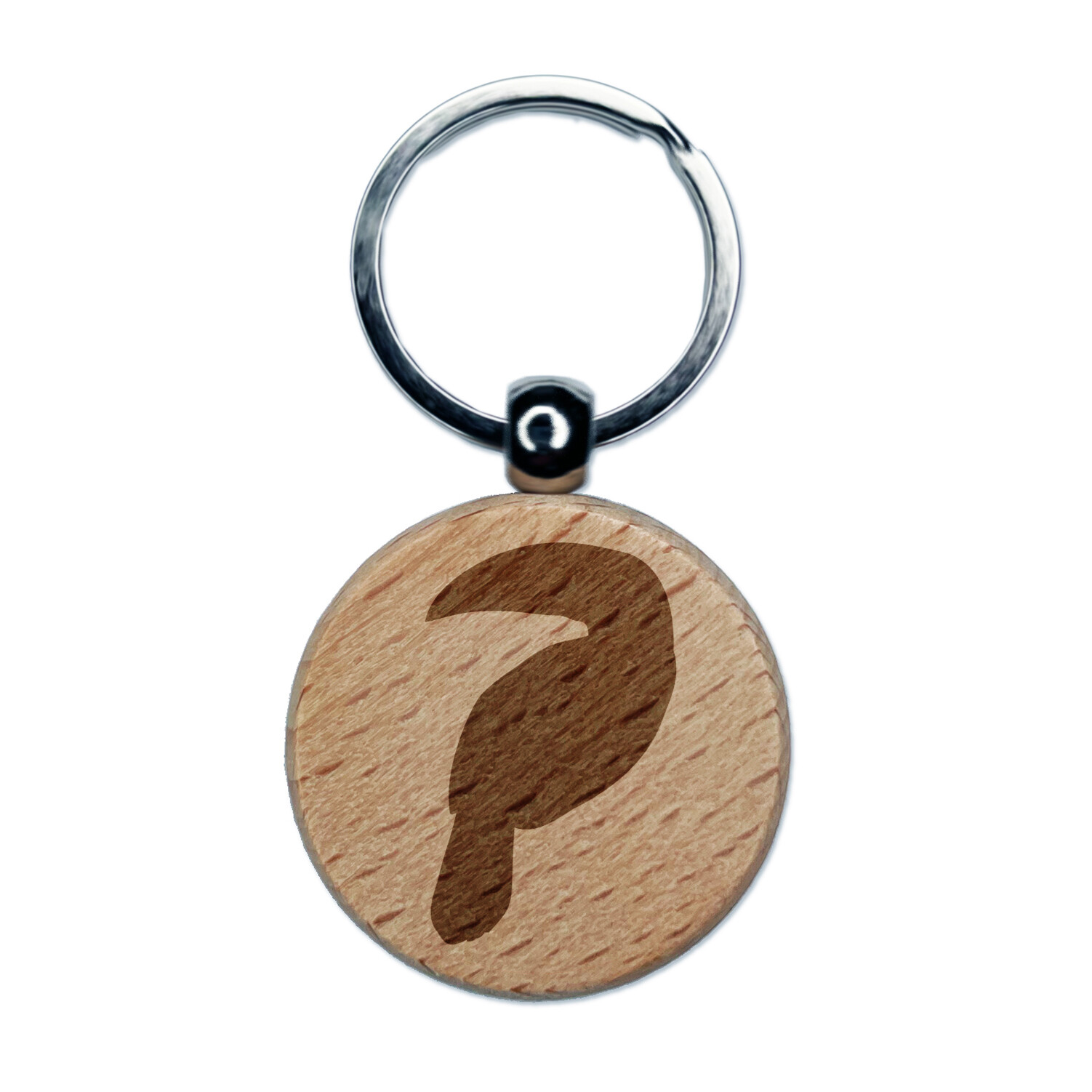 Dije llavero redondo de madera maciza grabada tucán