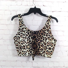 Zaful Bikini Top Womens 10 Animal Print Knotted Padded Boho Top Only
