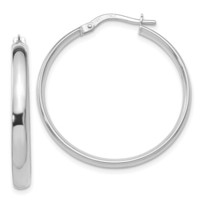 Real 10kt White Gold Polished Hoop Earrings