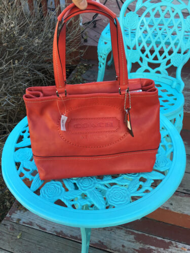 NWT Coach Hampton Weekend Perforated Leather Tote Handbag in Carnelian #19391 - Picture 2 of 7