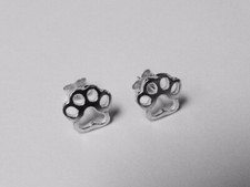 Sterling Silver Paw Print Stud Earrings