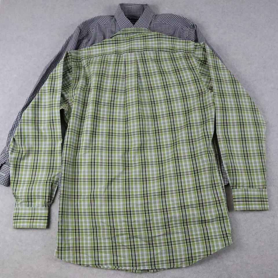 Roundtree & Yorke Shirt Mens Large Slim Fit Button Up Plaid Long Sleeve Lot of 2 - Image 3 of 4