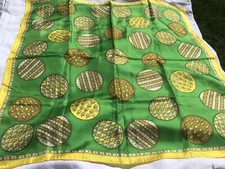 Vintage Baar Beards Inc Silk scarf Large Hand Rolled Mod Circles Retro