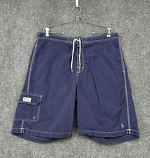 Polo Ralph Lauren Swim Shorts Men  s XL Navy Blue Green Pony Logo 10  Inseam