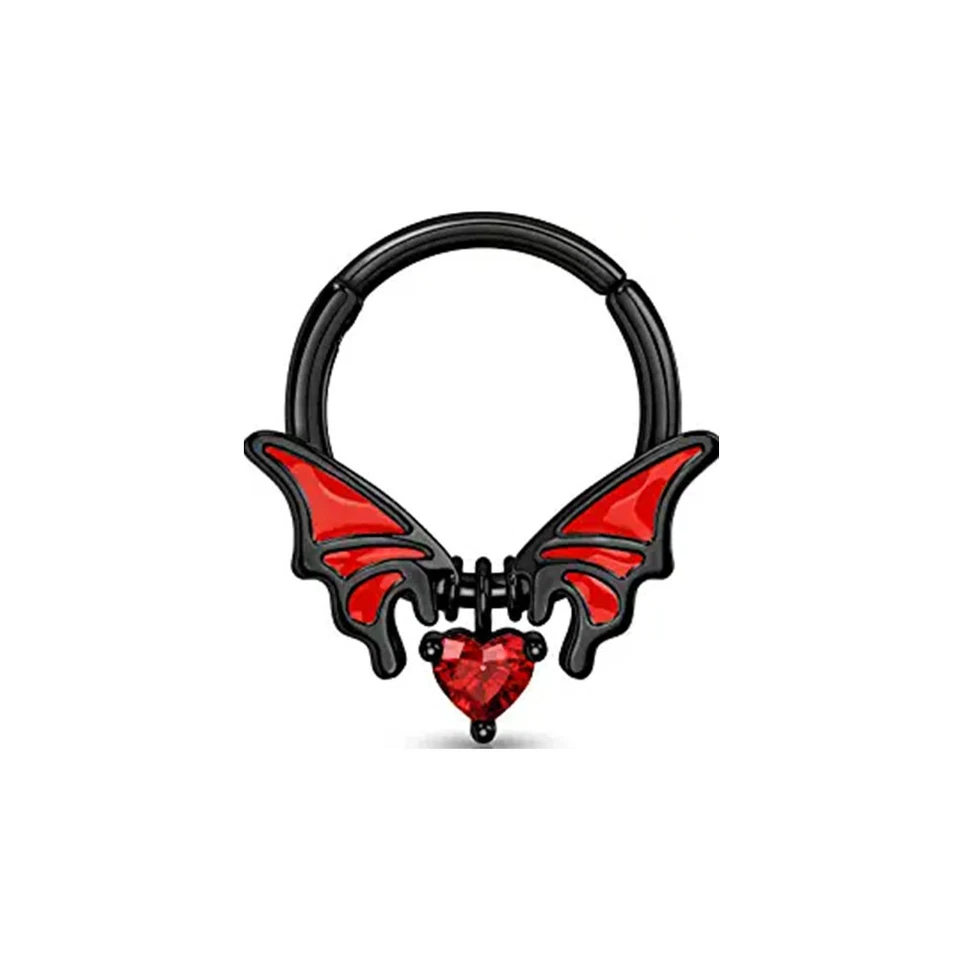 Hélice cautiva tragus C317 calibre 1-16 murciélago verde/rojo o araña roja nariz tabique Foto 4 de 4