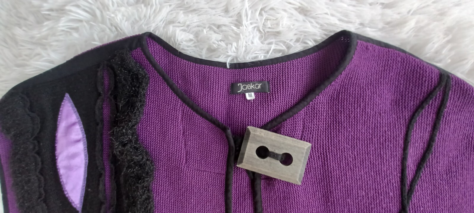 Jaskar Purple Cap Sleeve Cardigan Vest Wood Button Top Size Medium