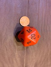 Jumbo 34mm SOLID D20 Die RPG Tabletop Dice Gaming CCG Games - Orange with Black