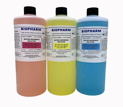 Biopharm pH Calibration Solution 3-Pack 1 Quart Each pH 4, pH 7 & pH 10 NIST 