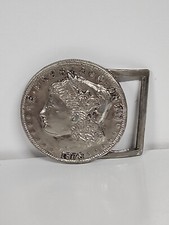 E Pluribus Unum 1879 Liberty Silver Tone Metal Belt Buckle