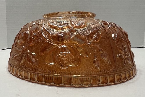 Carnival Glass Center Piece Bowl Luster Rose Marigold Imperial #489 CrackedREAD - Picture 14 of 17