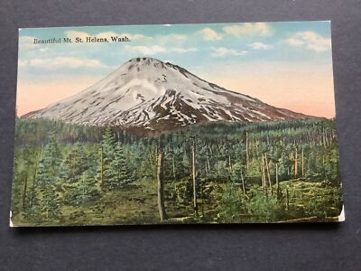 Schöner Mt. St. Helens, Wash. Schneeberg mit Waldszene AK 59892