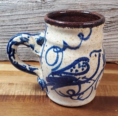 Vintage Studio Art Pottery Coffee Mug Cobalt Blue Signed By Platt 94