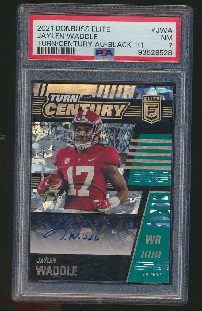Jaylen Waddle Panini Donruss Elite Turn of the Century Autographs #JWA Black 1/1