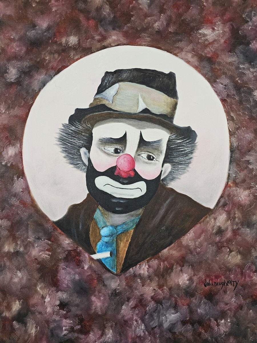 clown smoking a cigarette painting Edward Hopper, Soir Bleu, 1914 ART - Vintage Original Signed