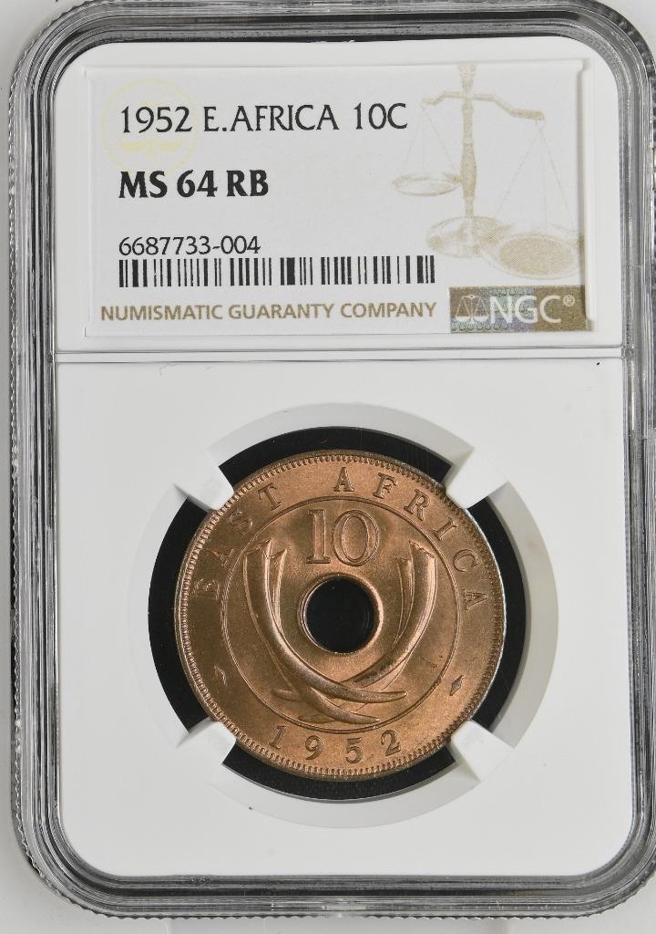 British East Africa 10 Cents 1952 NGC MS 64 RB