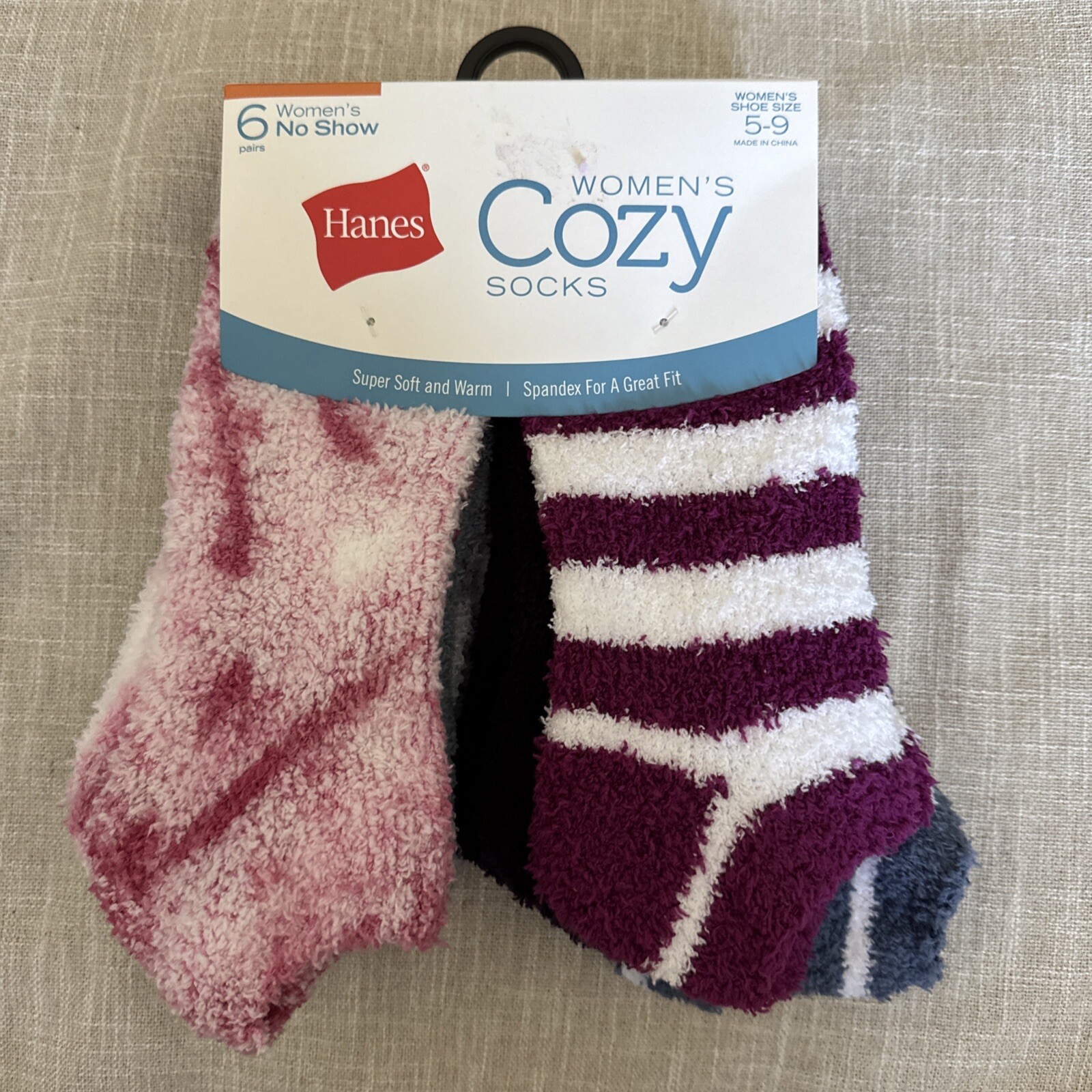 Hanes Womens Cozy Fuzzy No Show Super Soft Slipper Socks MultiColor✨️6pr✨️NEW