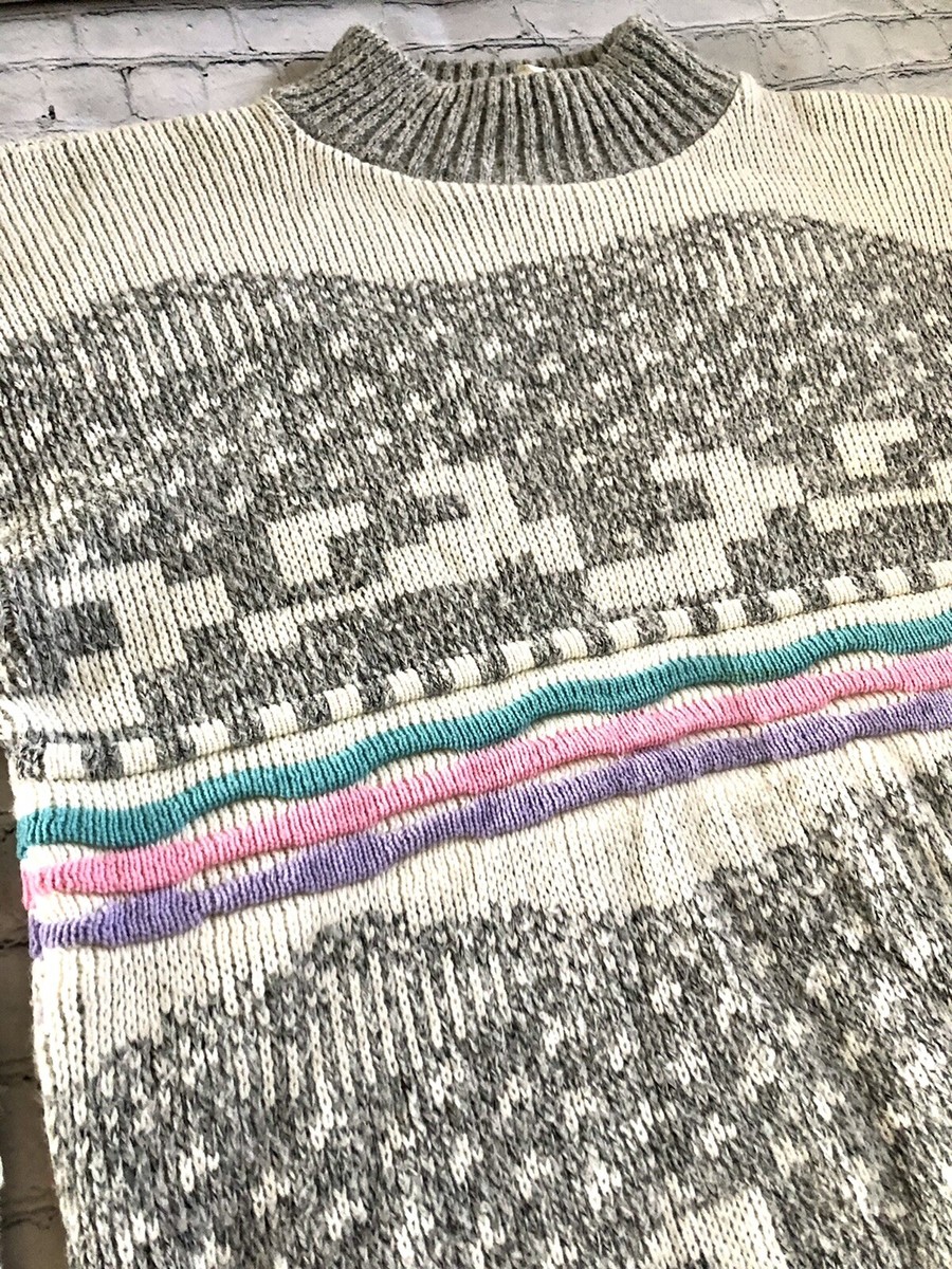 「NICENESS」20AW doris UKウールロガーコート Vtg In Resource Doris Skis Sweater Women's Large Gray Stripe