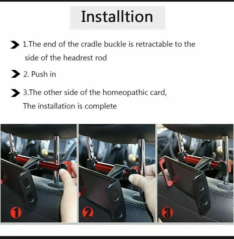 Universal 360° Car Back Seat Holder Mount Headrest For iPhone iPad Mini Tablet - Image 3 of 4