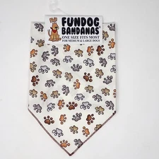 Fun Dog Bandana Beige with Brown Gray PAW PRINTS 