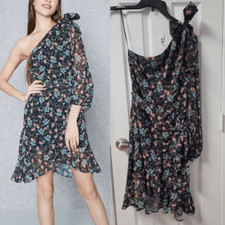 Mango Floral Print One Shoulder Dress 4