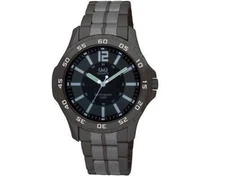 Q&Q by Citizen Q258J402Y Mens Gunmetal Tone Luminous Black 2 Zone Dial Watch
