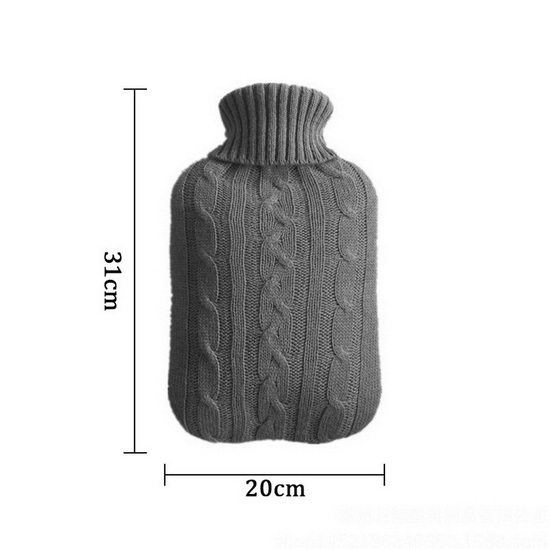 Large 2L Natural Rubber Hot Water Bottle With Warm Faux Fur Fleece