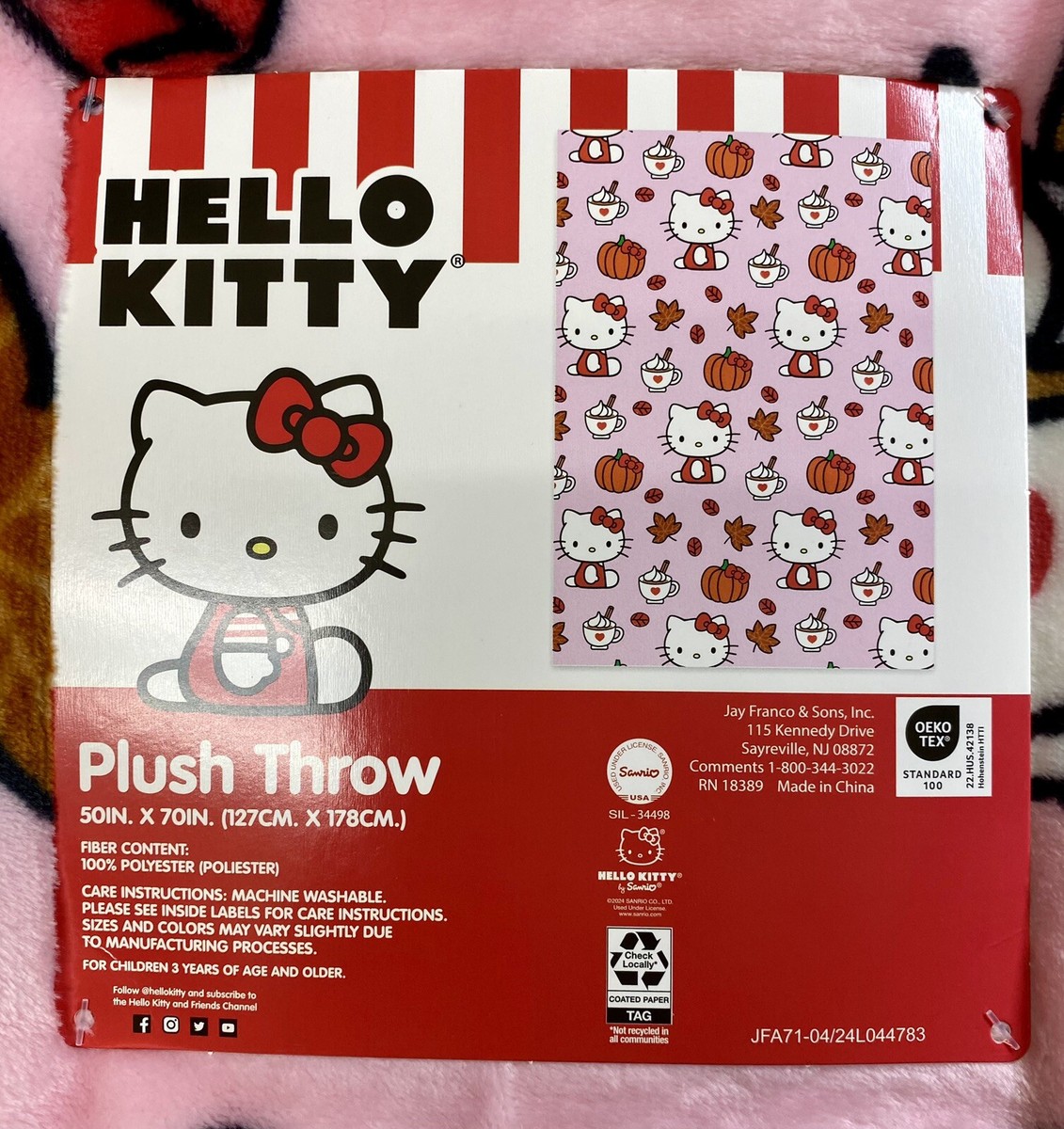 Couverture Hello Kitty Halloween – Rose – Fantômes Et Citrouilles – Taille Jumeau 60x70 – Neuve